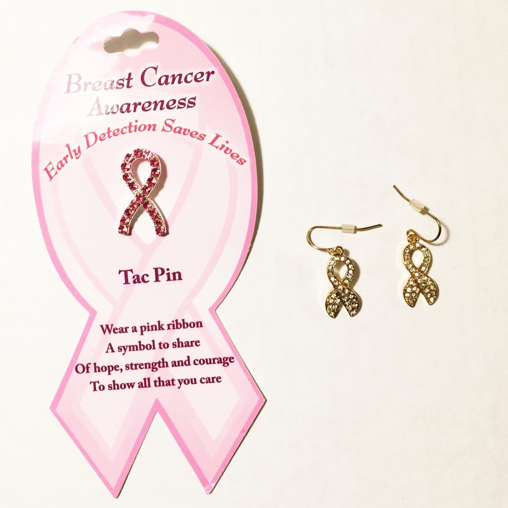 Earrings & Pin - Breast Cancer Awareness
